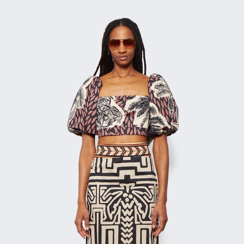 Johanna Ortiz Paraiso Natural Tropical Print Crop Top Size 2 NEW NWT - Picture 10 of 12